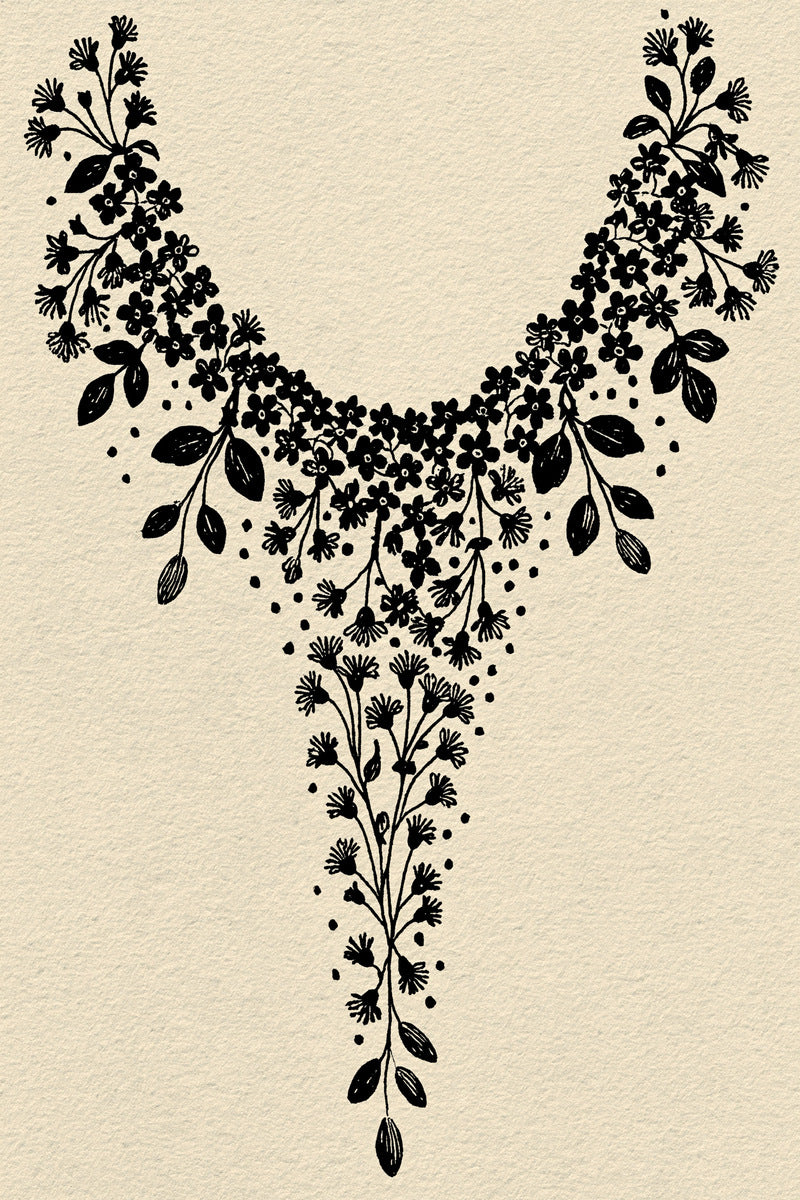 Small Curved Neckline Connector Neckline from Necklines & Collars Embroidery Book 2, a digital embroidery design reference for machine embroidery designs, embroidery patterns and garment placement ideas.