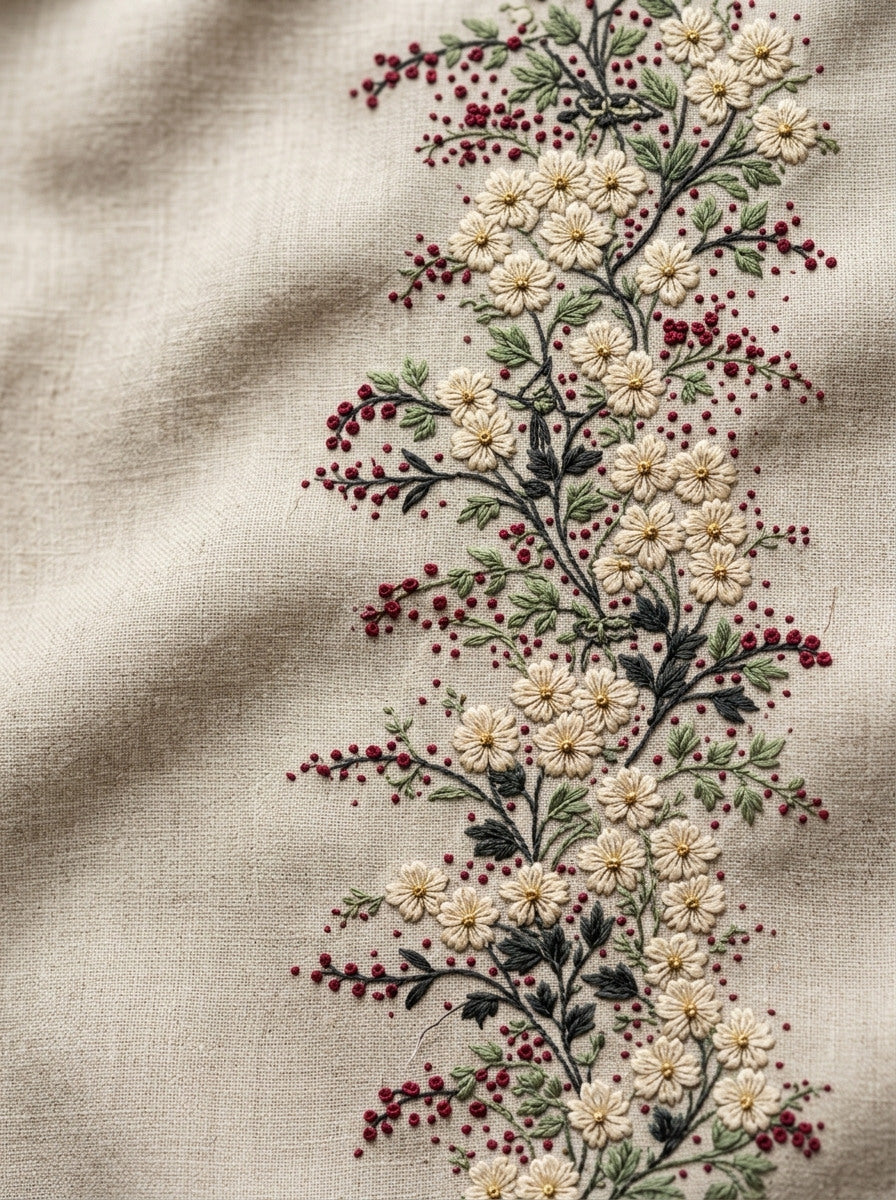 Small Flower And Dot Border from Classic Frames & Borders Book 4, a digital embroidery design reference for machine embroidery designs, embroidery patterns and border and edge embroidery.