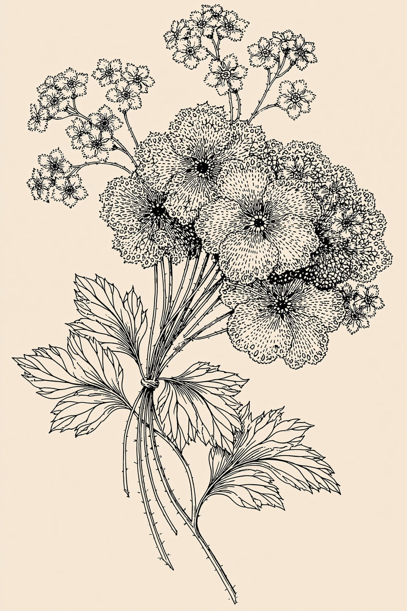 Small French Floral Bouquet French from French Embroidery & La Broderie Blanche Book 1, a digital embroidery design reference for machine embroidery designs, embroidery patterns and lace and broderie details.