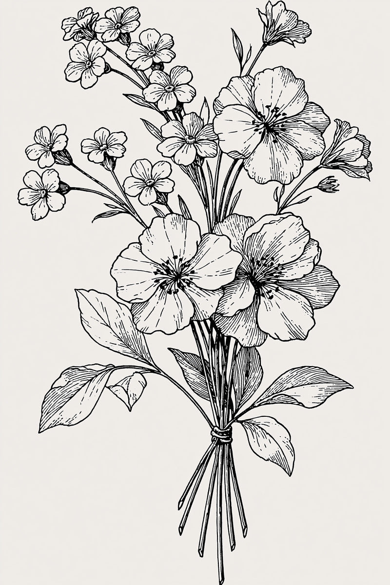 Small French Floral Bouquet French from French Embroidery & La Broderie Blanche Book 3, a digital embroidery design reference for machine embroidery designs, embroidery patterns and lace and broderie details.