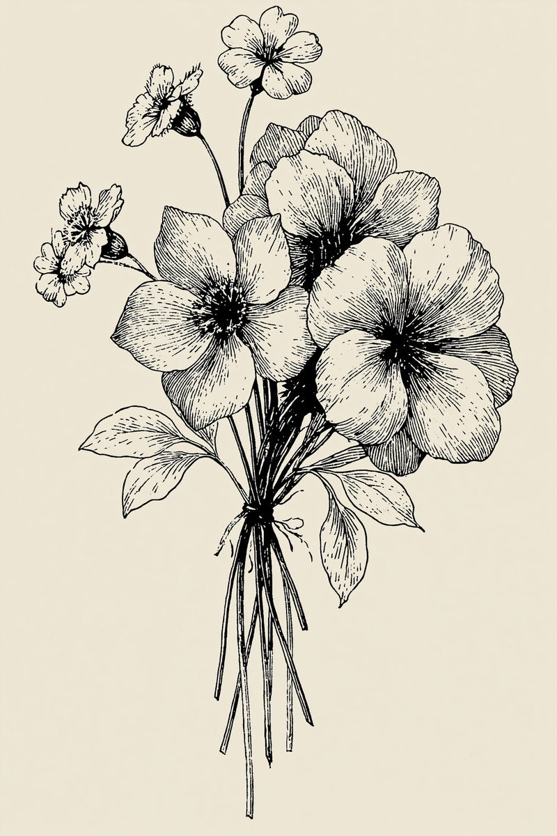 Small French Floral Bouquet French from French Embroidery & La Broderie Blanche Book 7, a digital embroidery design reference for machine embroidery designs, embroidery patterns and lace and broderie details.