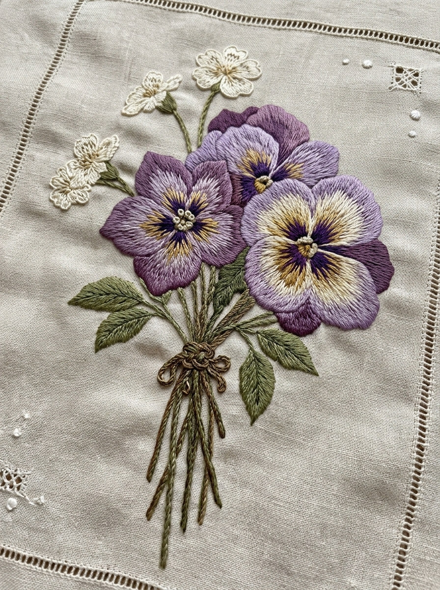 Small French Floral Bouquet French from French Embroidery & La Broderie Blanche Book 7, a digital embroidery design reference for machine embroidery designs, embroidery patterns and lace and broderie details.