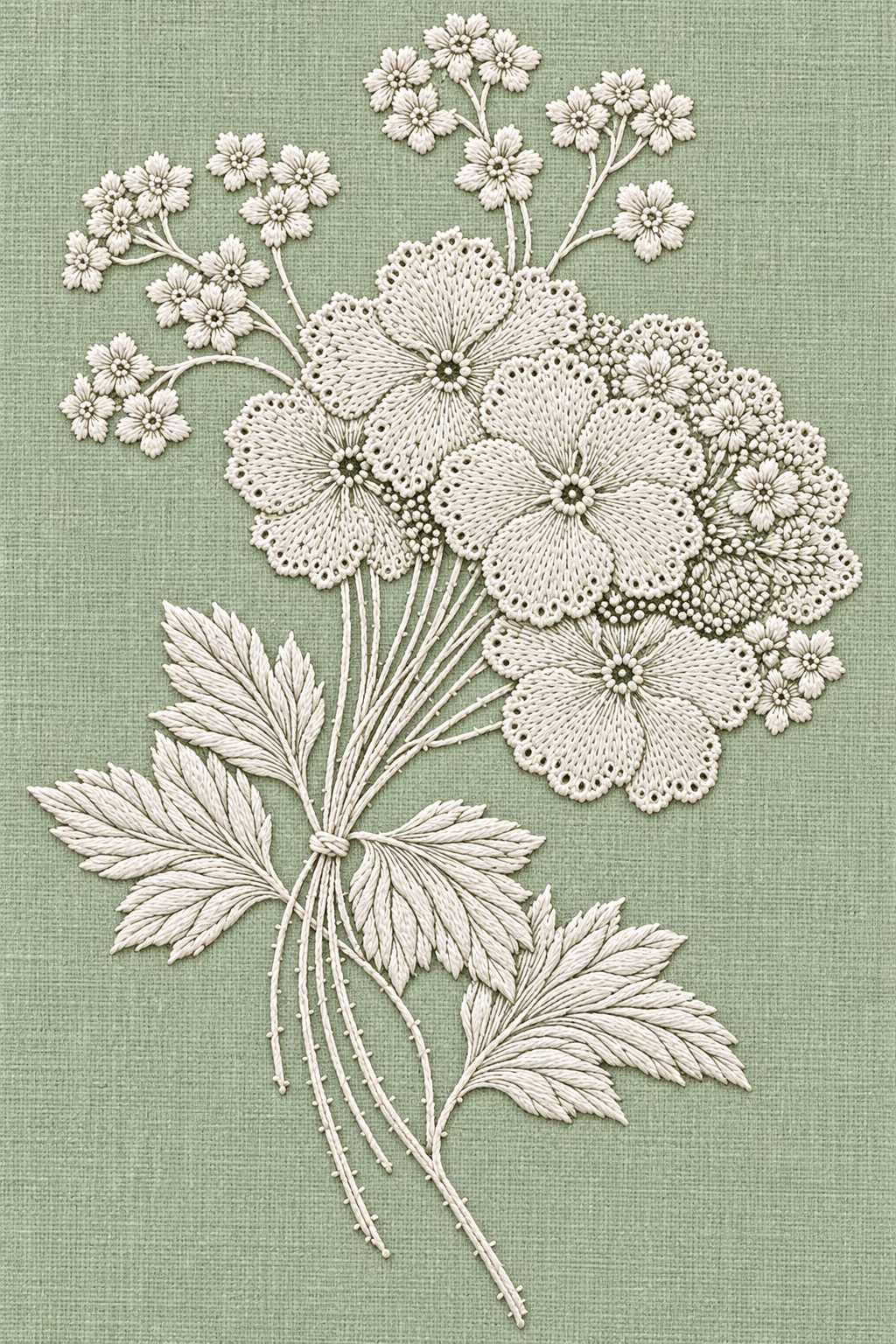 Small French Floral Bouquet | French Embroidery & La Broderie Blanche Book 1 | Hand embroidery example