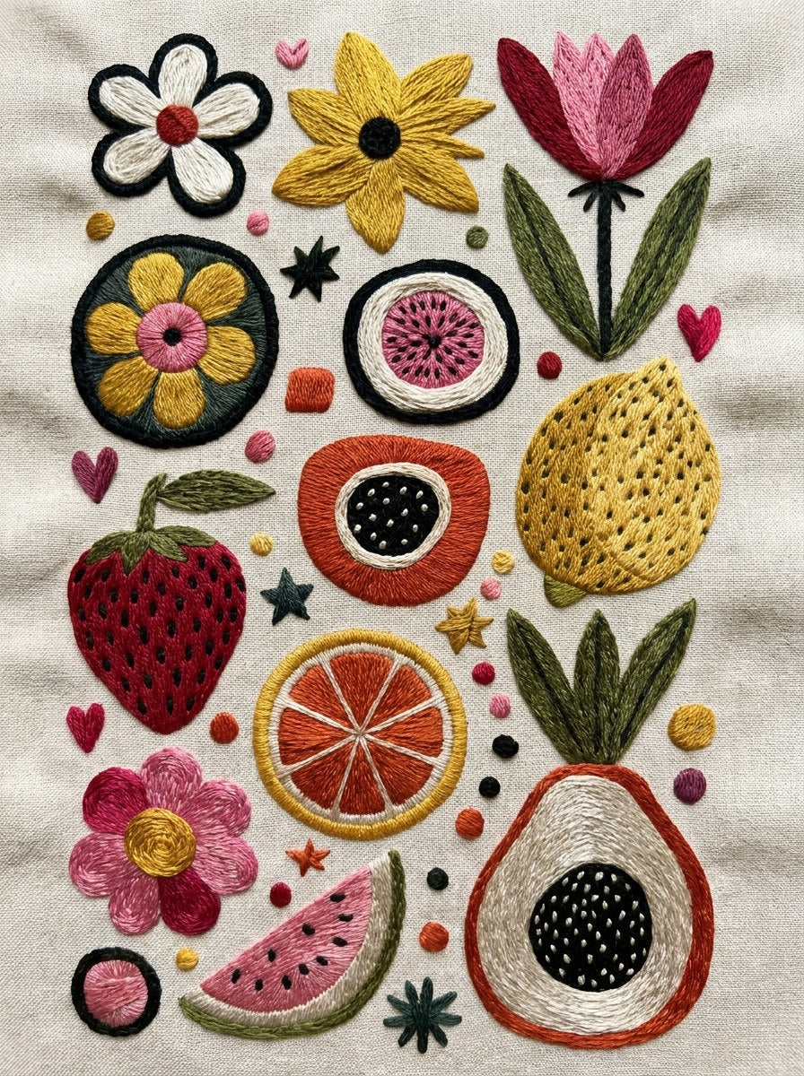 Small Goods Patch Library Plate from Color Pop Patches & Playful Motifs Book 1, a digital embroidery design reference for machine embroidery designs, embroidery patterns and small motif and accent designs.