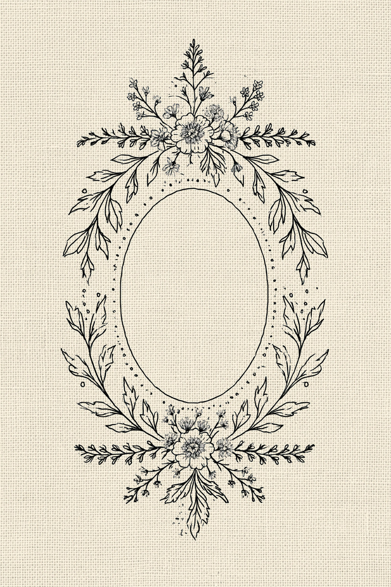 Small Keepsake Monogram Frame French from French Embroidery & La Broderie Blanche Book 6, a digital embroidery design reference for machine embroidery designs, embroidery patterns and frames and monogram spaces.