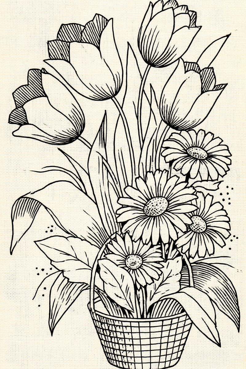 Spring Basket Floral Motif Easter from Easter & Spring Embroidery Book 1, a digital embroidery design reference for machine embroidery designs, embroidery patterns and seasonal embroidery motifs.
