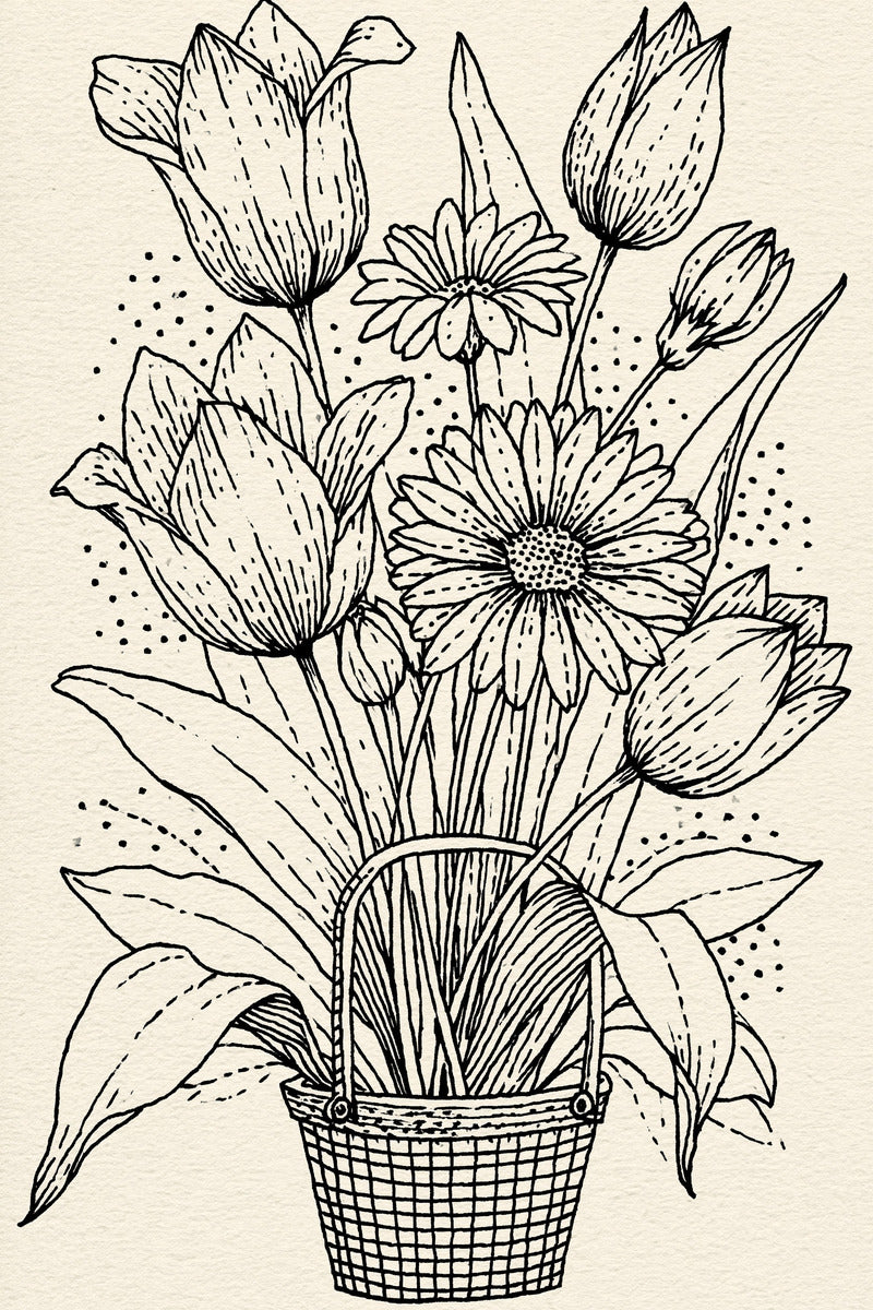 Spring Basket Floral Motif Easter from Easter & Spring Embroidery Book 3, a digital embroidery design reference for machine embroidery designs, embroidery patterns and seasonal embroidery motifs.