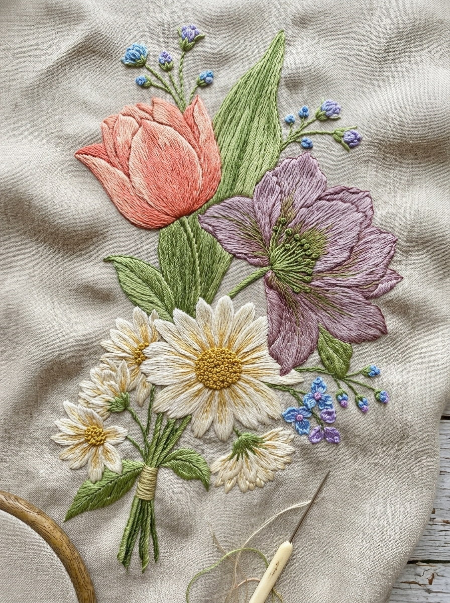 Spring Floral Corner Easter And from Easter & Spring Embroidery Book 2, a digital embroidery design reference for machine embroidery designs, embroidery patterns and corner embroidery.