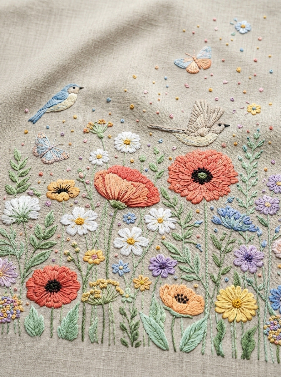 Spring Garden Border Easter And from Easter & Spring Embroidery Book 1, a digital embroidery design reference for machine embroidery designs, embroidery patterns and border and edge embroidery.