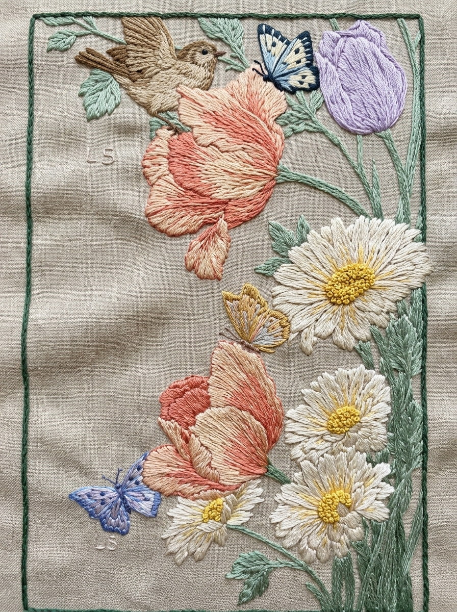 Spring Garden Corner Easter And from Easter & Spring Embroidery Book 2, a digital embroidery design reference for machine embroidery designs, embroidery patterns and corner embroidery.