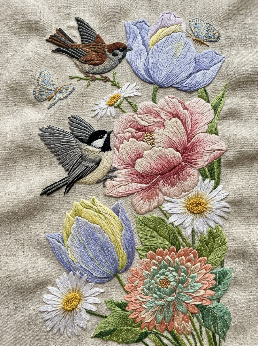 Spring Garden Corner Easter And from Easter & Spring Embroidery Book 4, a digital embroidery design reference for machine embroidery designs, embroidery patterns and corner embroidery.
