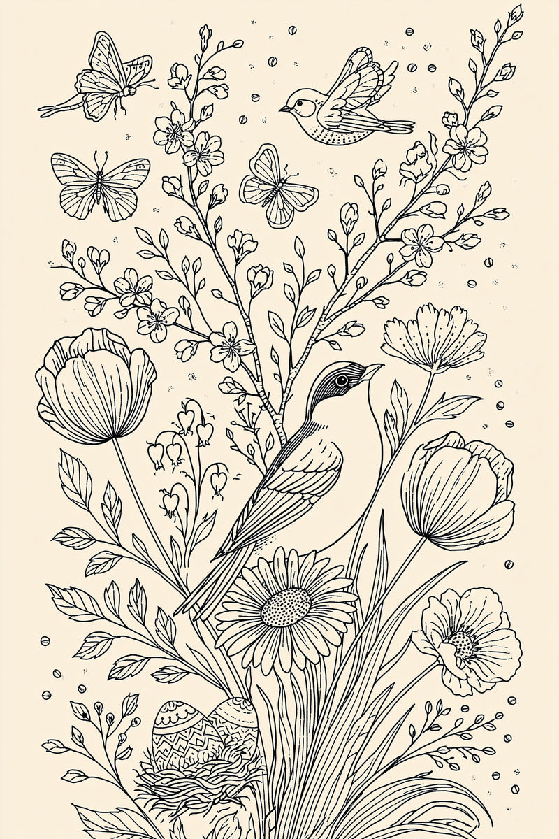Spring Garden Motif Plate Easter from Easter & Spring Embroidery Book 1, a digital embroidery design reference for machine embroidery designs, embroidery patterns and seasonal embroidery motifs.