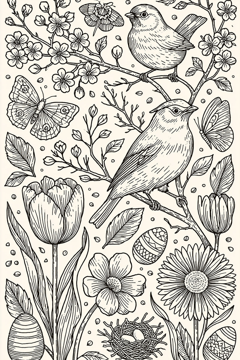 Spring Garden Motif Plate Easter from Easter & Spring Embroidery Book 2, a digital embroidery design reference for machine embroidery designs, embroidery patterns and seasonal embroidery motifs.