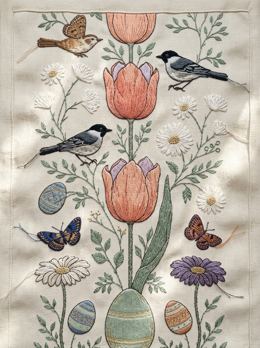 Spring Table Linen Border Easter 02 from Easter & Spring Embroidery Book 2, a digital embroidery design reference for machine embroidery designs, embroidery patterns and border and edge embroidery.