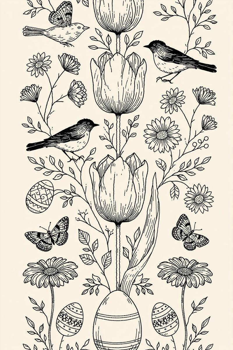 Spring Table Linen Border Easter from Easter & Spring Embroidery Book 2, a digital embroidery design reference for machine embroidery designs, embroidery patterns and border and edge embroidery.