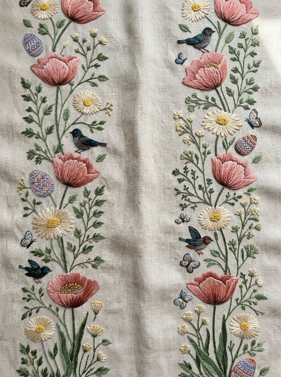 Spring Table Linen Border Easter from Easter & Spring Embroidery Book 2, a digital embroidery design reference for machine embroidery designs, embroidery patterns and border and edge embroidery.