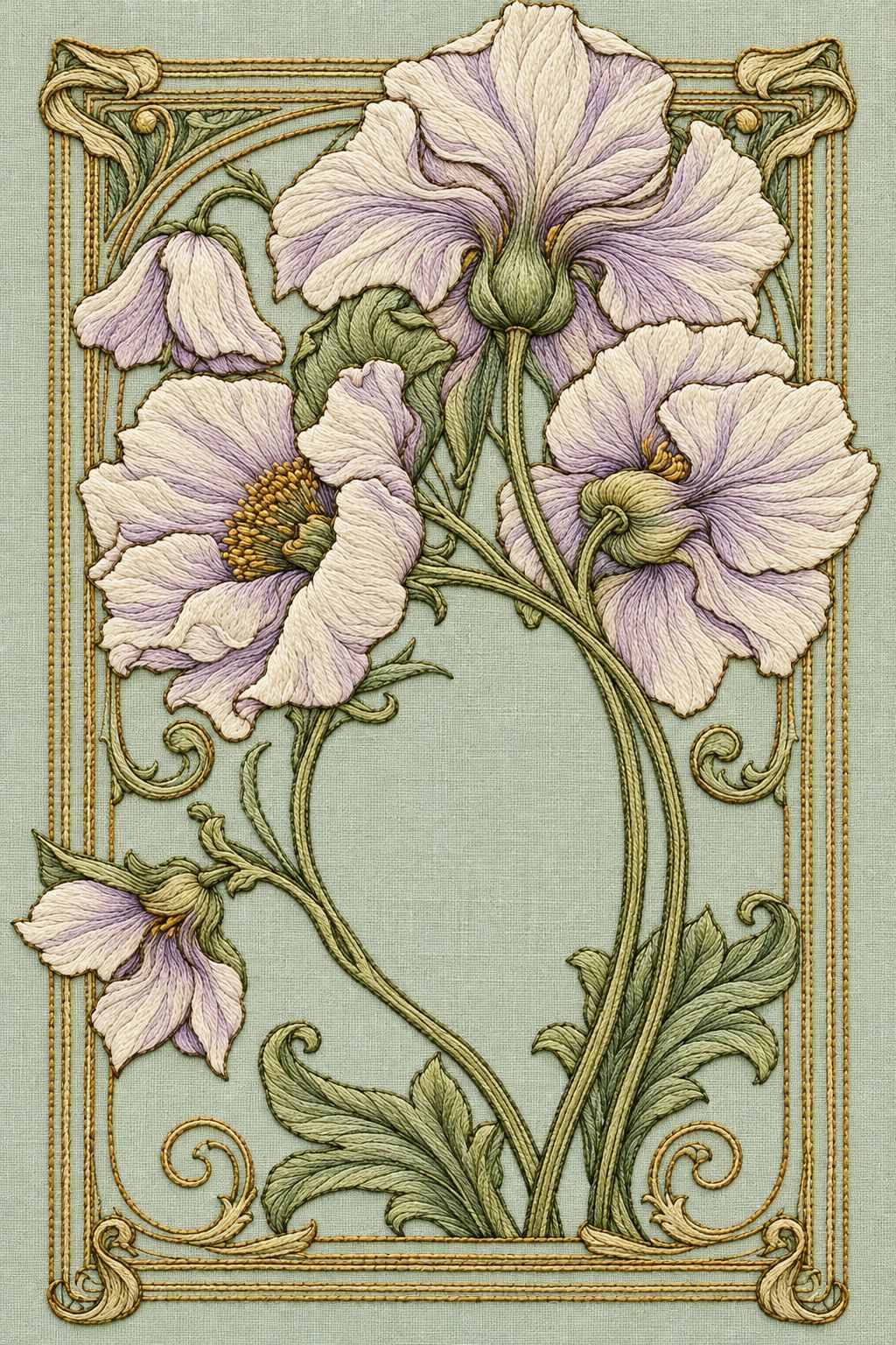 Art Nouveau Needlework - Book 4 | Digital PDF Embroidery Design Book | Hand embroidery example 4
