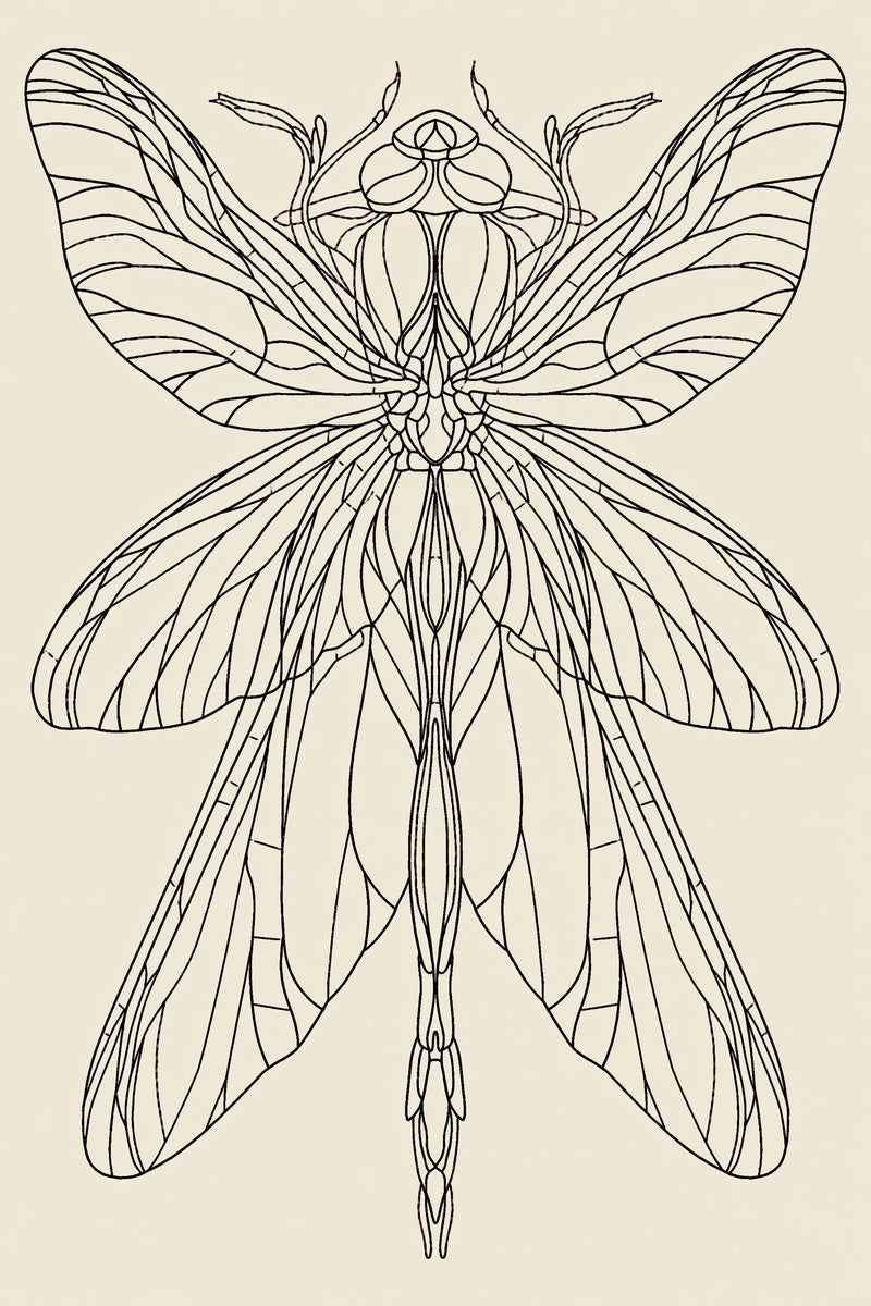Stained Glass Dragonfly Ornament 02 from Art Nouveau Needlework Book 3, a digital embroidery design reference for machine embroidery designs, embroidery patterns and embroidery design reference.