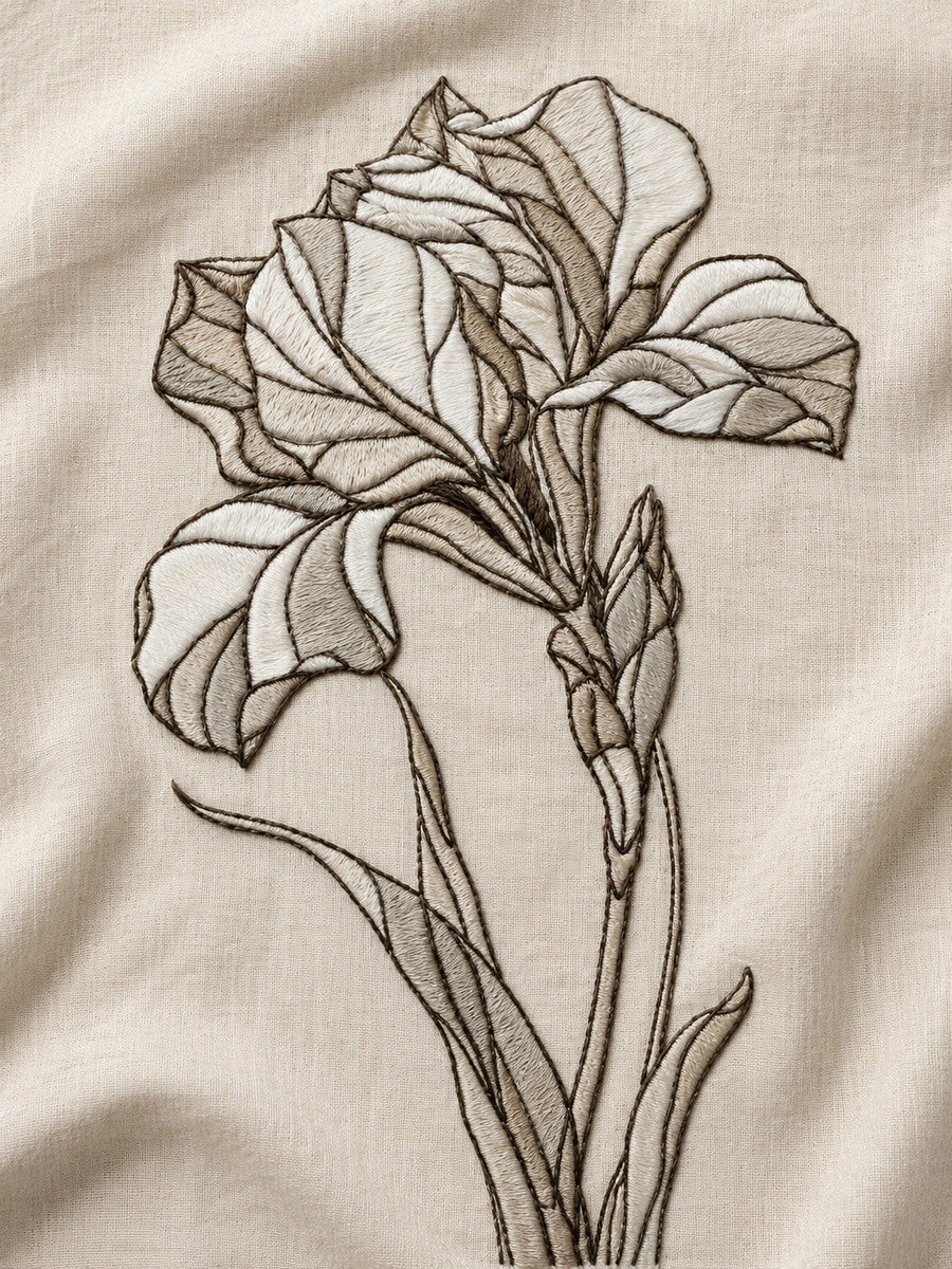 Stained Glass Inspired Floral Motif 02 from Art Nouveau Needlework Book 4, a digital embroidery design reference for machine embroidery designs, embroidery patterns and botanical and floral embroidery.