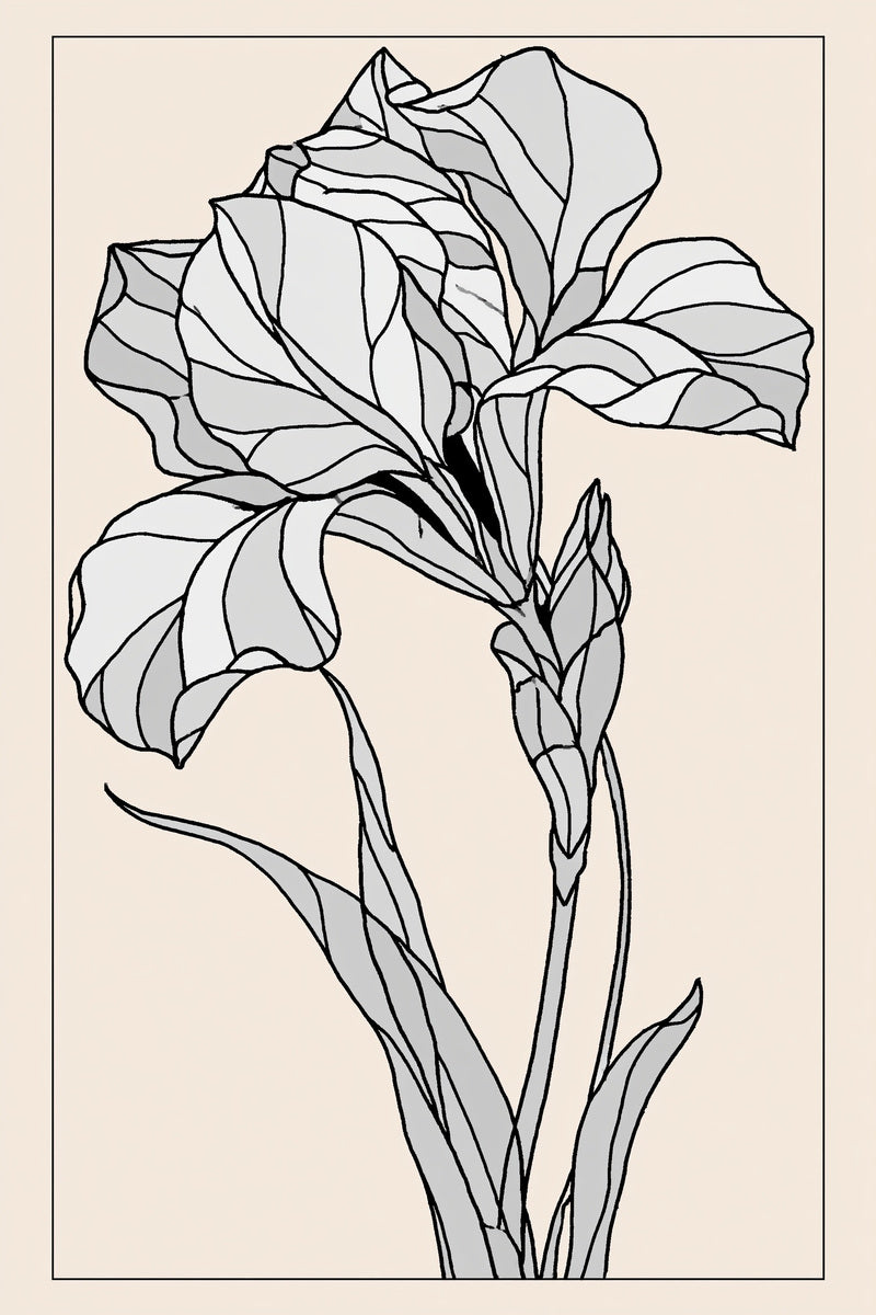 Stained Glass Inspired Floral Motif from Art Nouveau Needlework Book 4, a digital embroidery design reference for machine embroidery designs, embroidery patterns and botanical and floral embroidery.