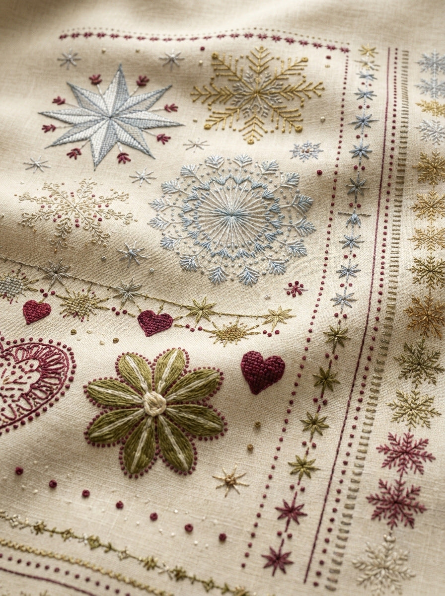 Stars Snowflakes And Nordic Motif from Christmas Embroidery Collection Book 2, a digital embroidery design reference for machine embroidery designs, embroidery patterns and seasonal embroidery motifs.