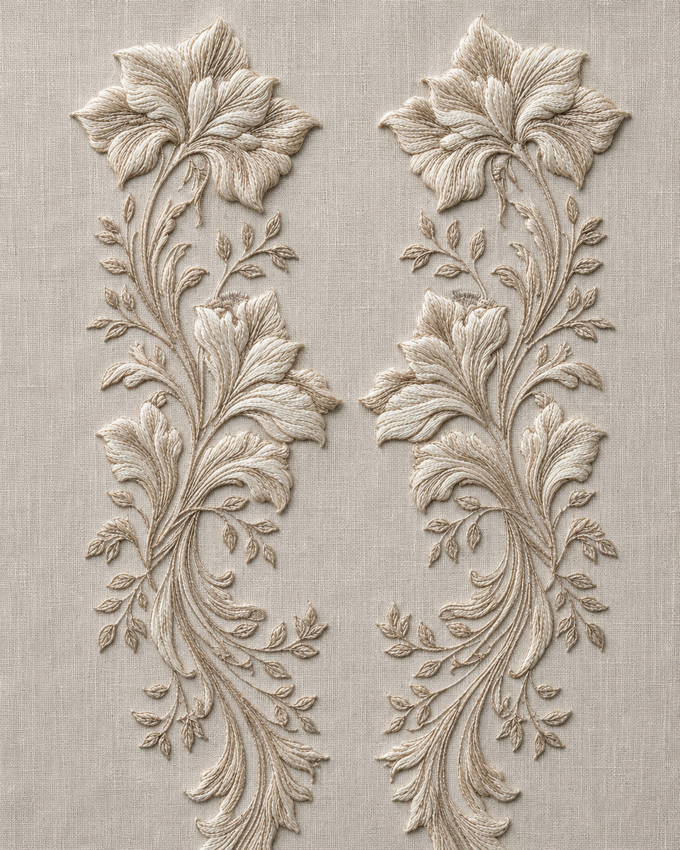 Statement Jacket Front Placement from Neckline & Collar Embroidery Designs Book 4, a digital embroidery design reference for machine embroidery designs, embroidery patterns and lace and broderie details.