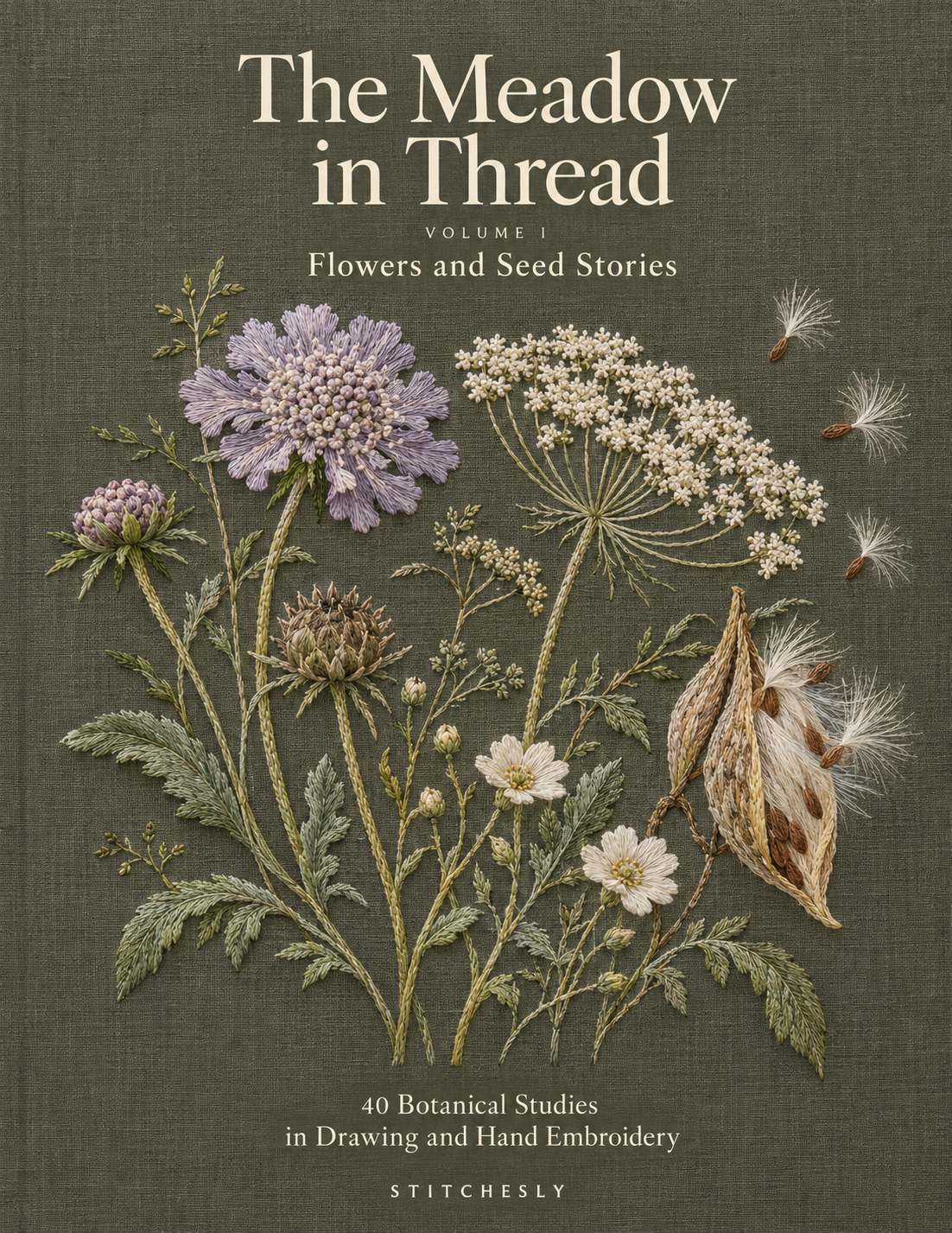 The Meadow in Thread Volume I front cover, Flowers and Seed Stories.