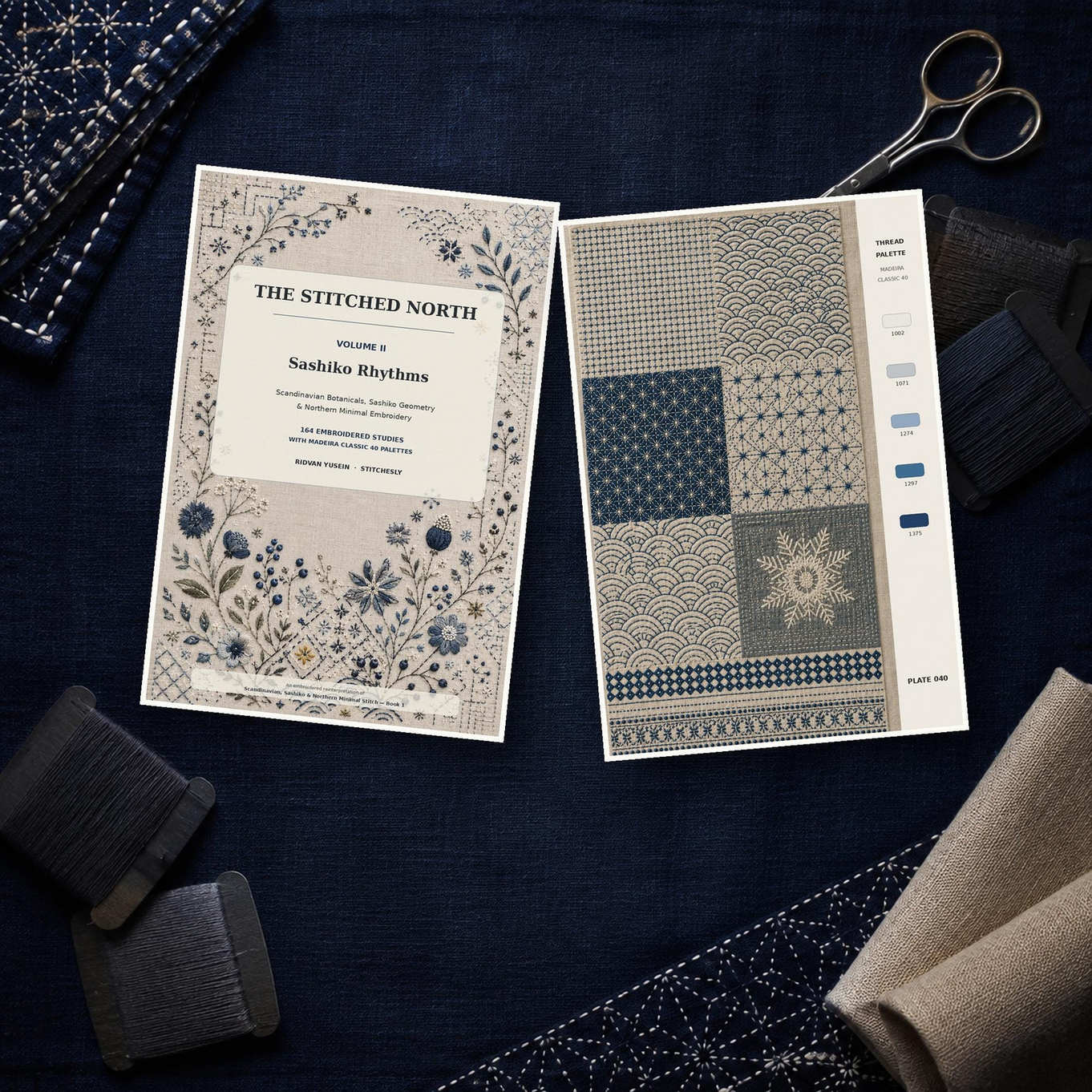 Preview of botanical geometry textile studies from The Stitched North Volume III