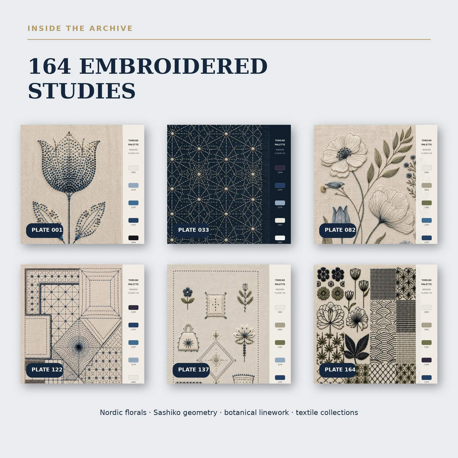 Editorial embroidery study preview from The Stitched North digital book collection, image 13