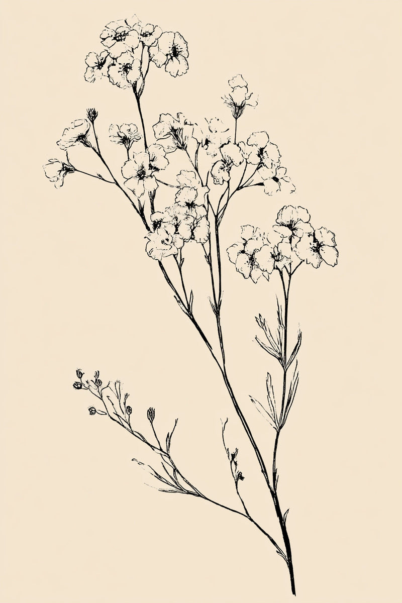 Thin Wildflower Stem from Botanical Embroidery Designs Book 2, a digital embroidery design reference for machine embroidery designs, embroidery patterns and botanical and floral embroidery.