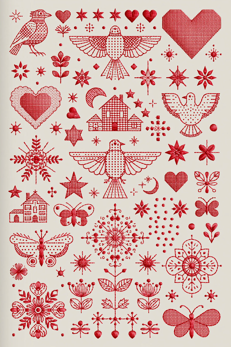 Tiny Birds Hearts Stars And from Accent Designs & Mini Motif Library Book 2, a digital embroidery design reference for machine embroidery designs, embroidery patterns and small motif and accent designs.