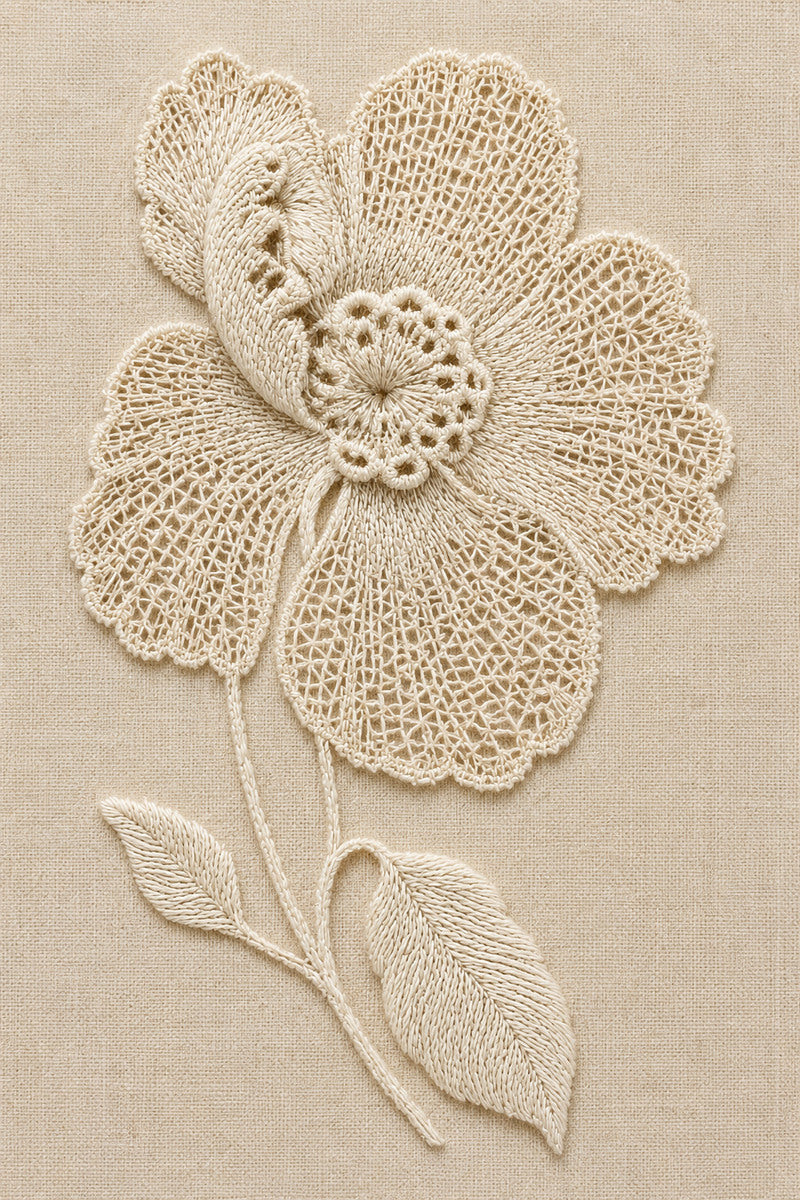 Tiny Lace Floral Accent 1 from Lace Embroidery & Broderie Designs Book 1, a digital embroidery design reference for machine embroidery designs, embroidery patterns and lace and broderie details.