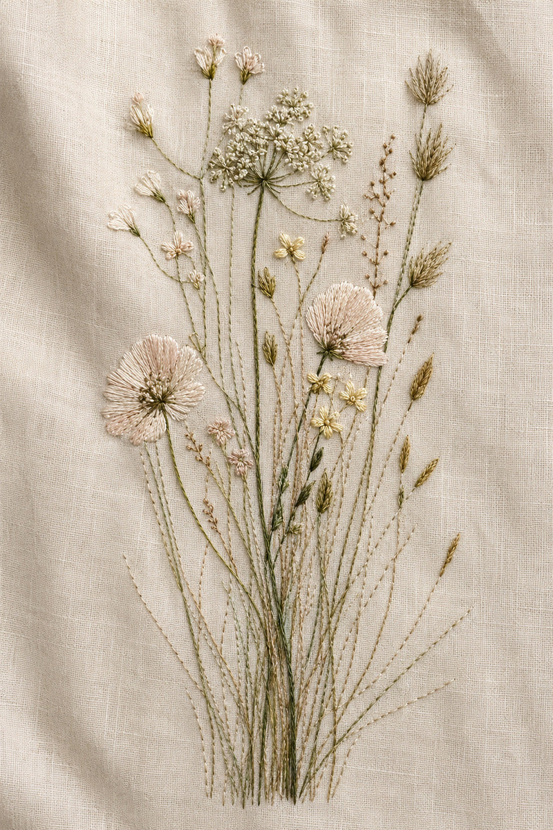 Tiny Meadow Motif 1 from Botanical Embroidery Designs Book 3, a digital embroidery design reference for machine embroidery designs, embroidery patterns and small motif and accent designs.