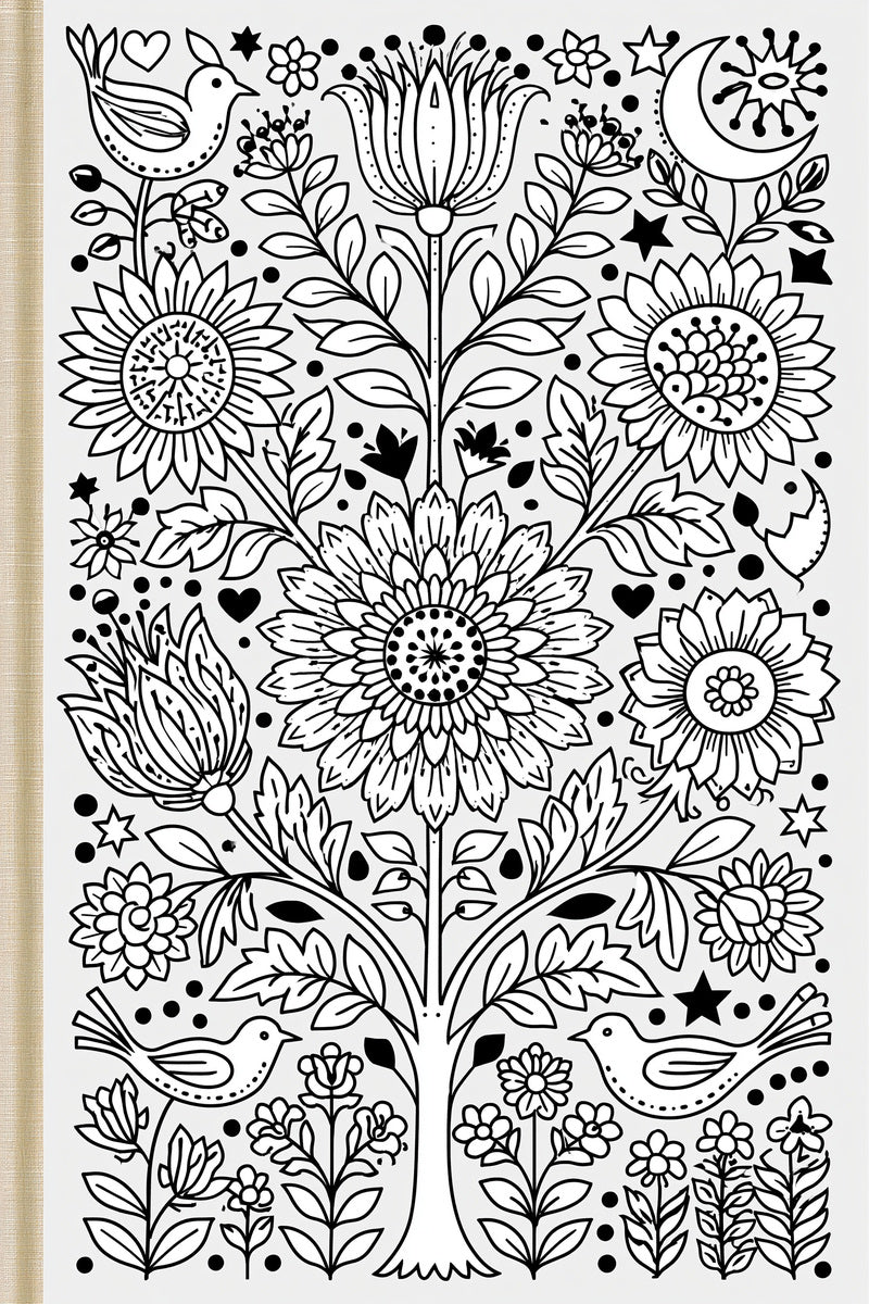 Tree Of Life And Village from Global Folk Art Embroidery Book 4, a digital embroidery design reference for machine embroidery designs, embroidery patterns and embroidery design reference.