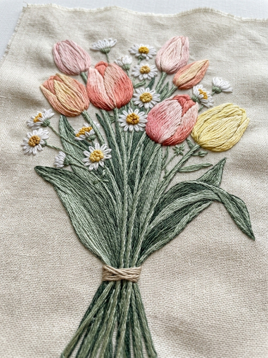 Tulip And Daisy Bouquet Easter from Easter & Spring Embroidery Book 4, a digital embroidery design reference for machine embroidery designs, embroidery patterns and seasonal embroidery motifs.