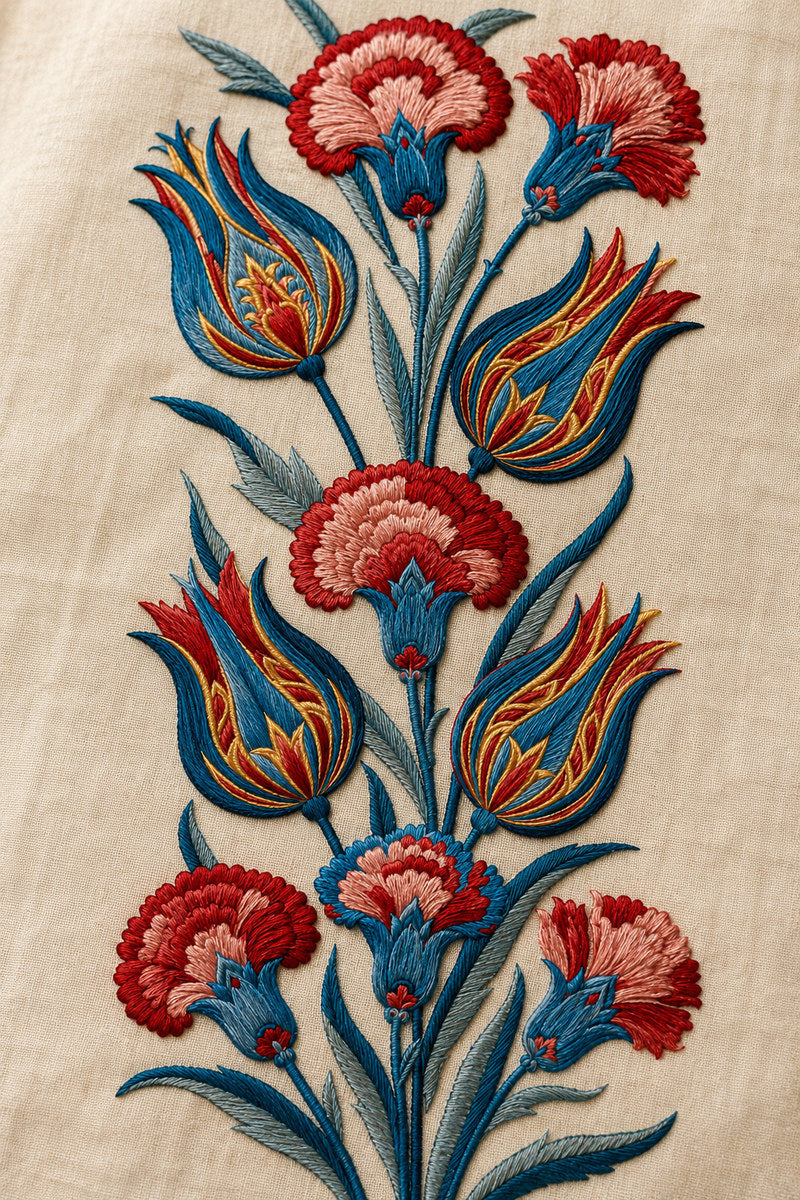 Turkish Blouse Front Embroidery 02 from Neckline & Collar Embroidery Designs Book 2, a digital embroidery design reference for machine embroidery designs, embroidery patterns and garment placement ideas.