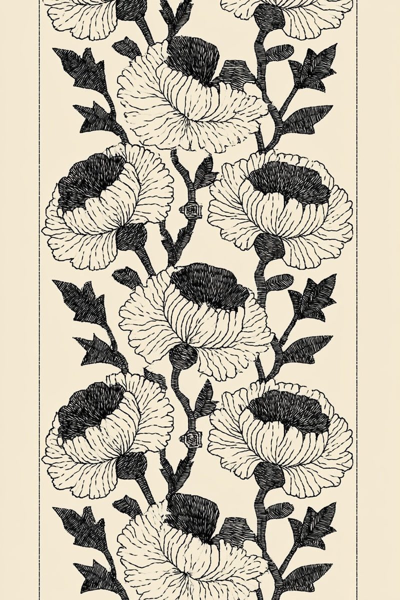 Original drawing of alternating carnation vertical band from Turkish Embroidery Motifs Book One.