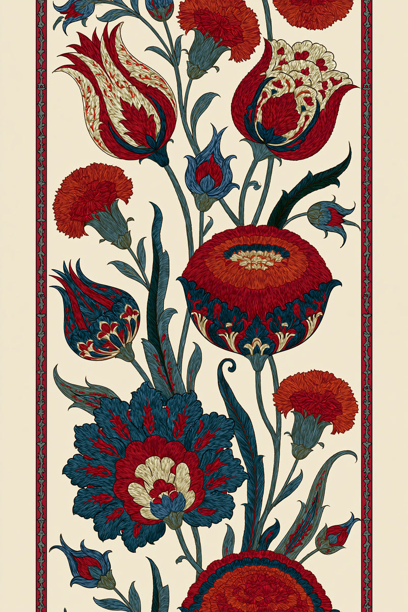 Turkish Floral Cuff Border 02 from Neckline & Collar Embroidery Designs Book 1, a digital embroidery design reference for machine embroidery designs, embroidery patterns and border and edge embroidery.