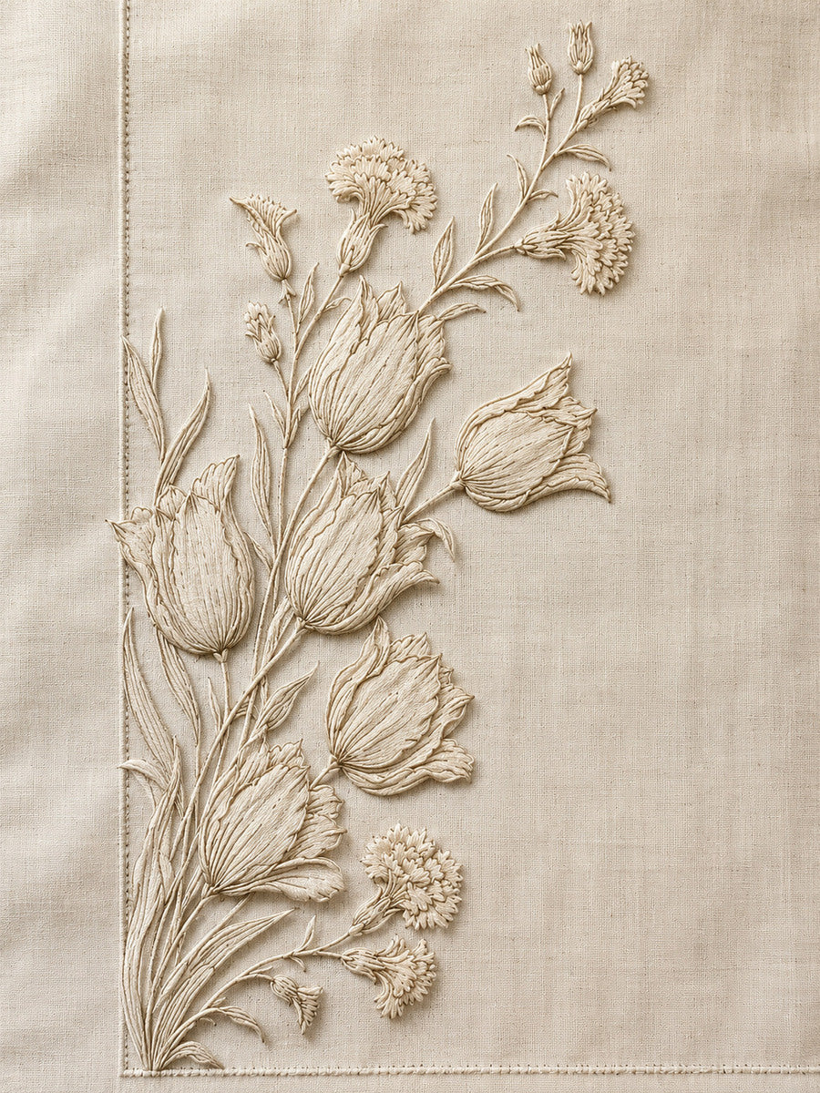 Turkish Floral Napkin Corner 02 from Napkins, Table Runners & Kitchen Linens Book 2, a digital embroidery design reference for machine embroidery designs, embroidery patterns and border and edge embroidery.