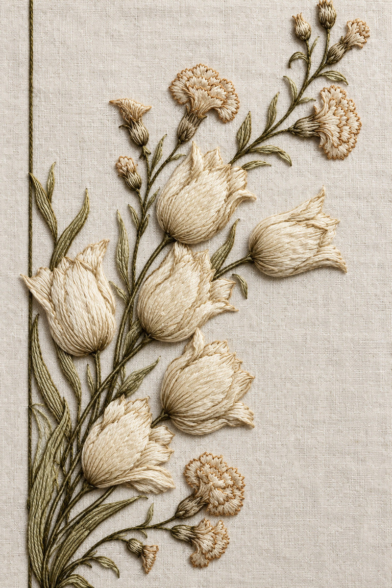 Turkish Floral Napkin Corner from Napkins, Table Runners & Kitchen Linens Book 2, a digital embroidery design reference for machine embroidery designs, embroidery patterns and border and edge embroidery.