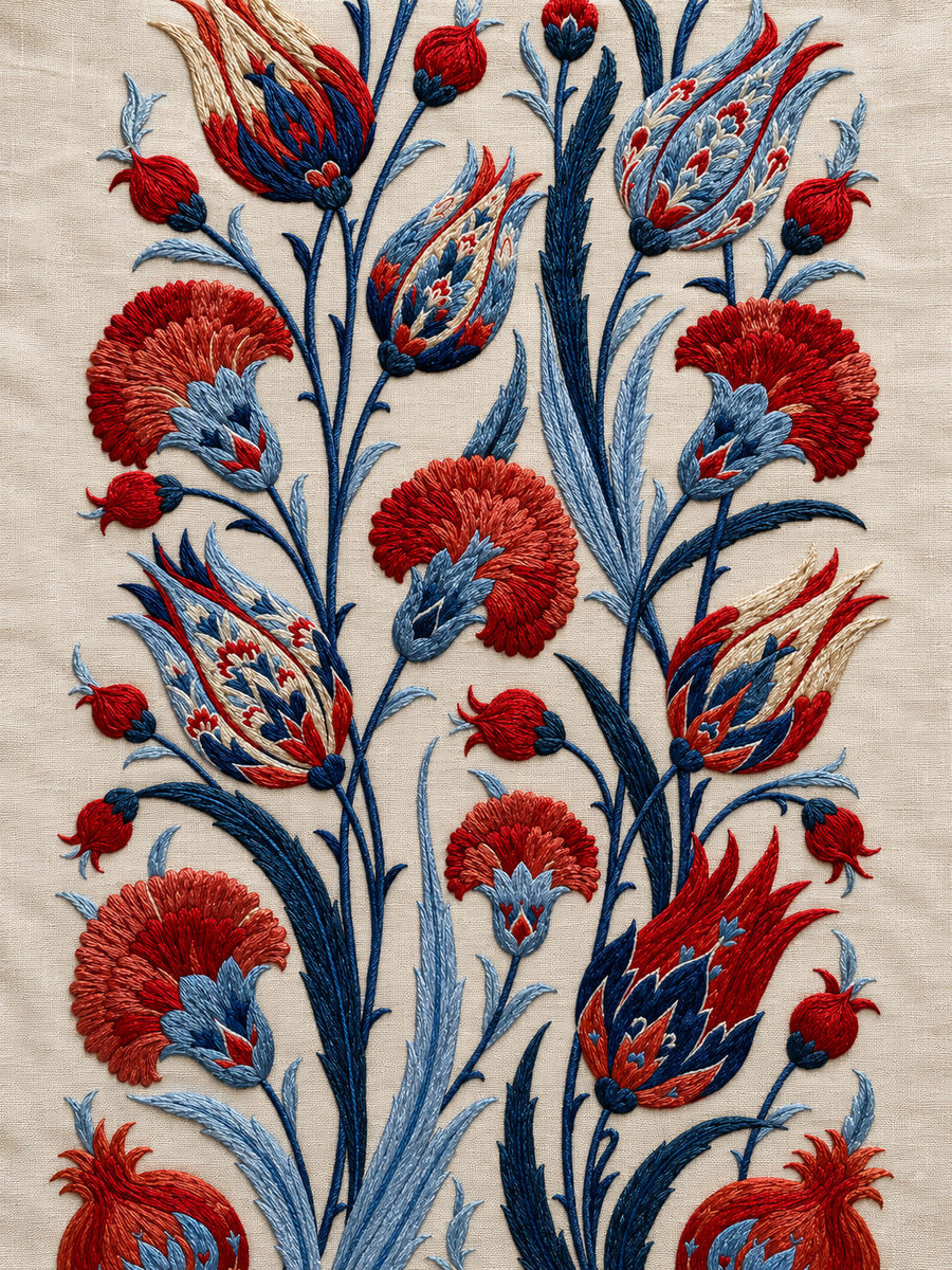 Turkish Table Runner End from Napkins, Table Runners & Kitchen Linens Book 2, a digital embroidery design reference for machine embroidery designs, embroidery patterns and border and edge embroidery.