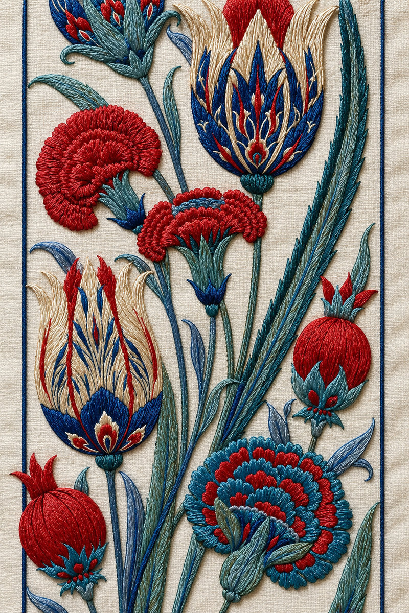 Turkish Table Runner End from Napkins, Table Runners & Kitchen Linens Book 4, a digital embroidery design reference for machine embroidery designs, embroidery patterns and border and edge embroidery.
