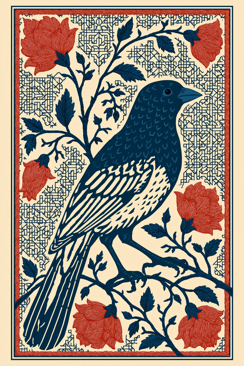 Two Color Assisi Bird Motif 02 from Colbert Embroidery Studies Book 4, a digital embroidery design reference for machine embroidery designs, embroidery patterns and embroidery design reference.