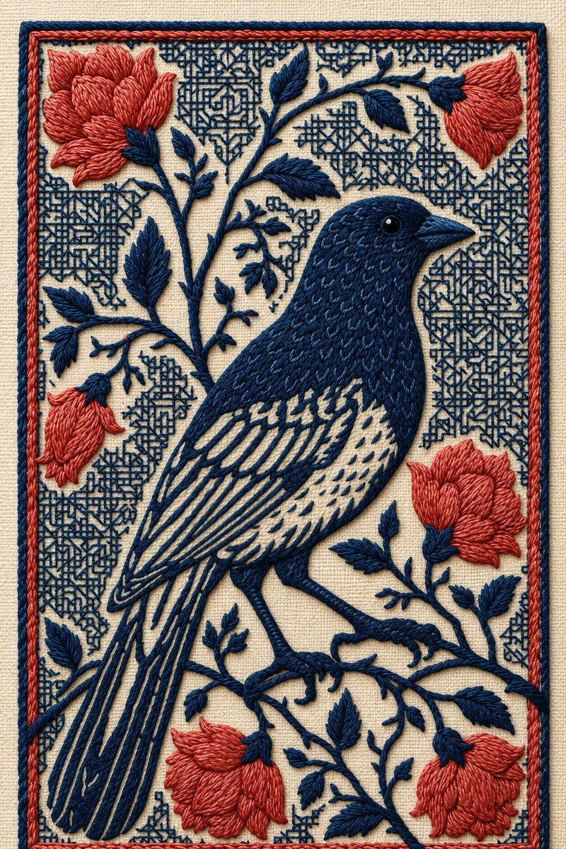 Two Color Assisi Bird Motif from Colbert Embroidery Studies Book 4, a digital embroidery design reference for machine embroidery designs, embroidery patterns and embroidery design reference.