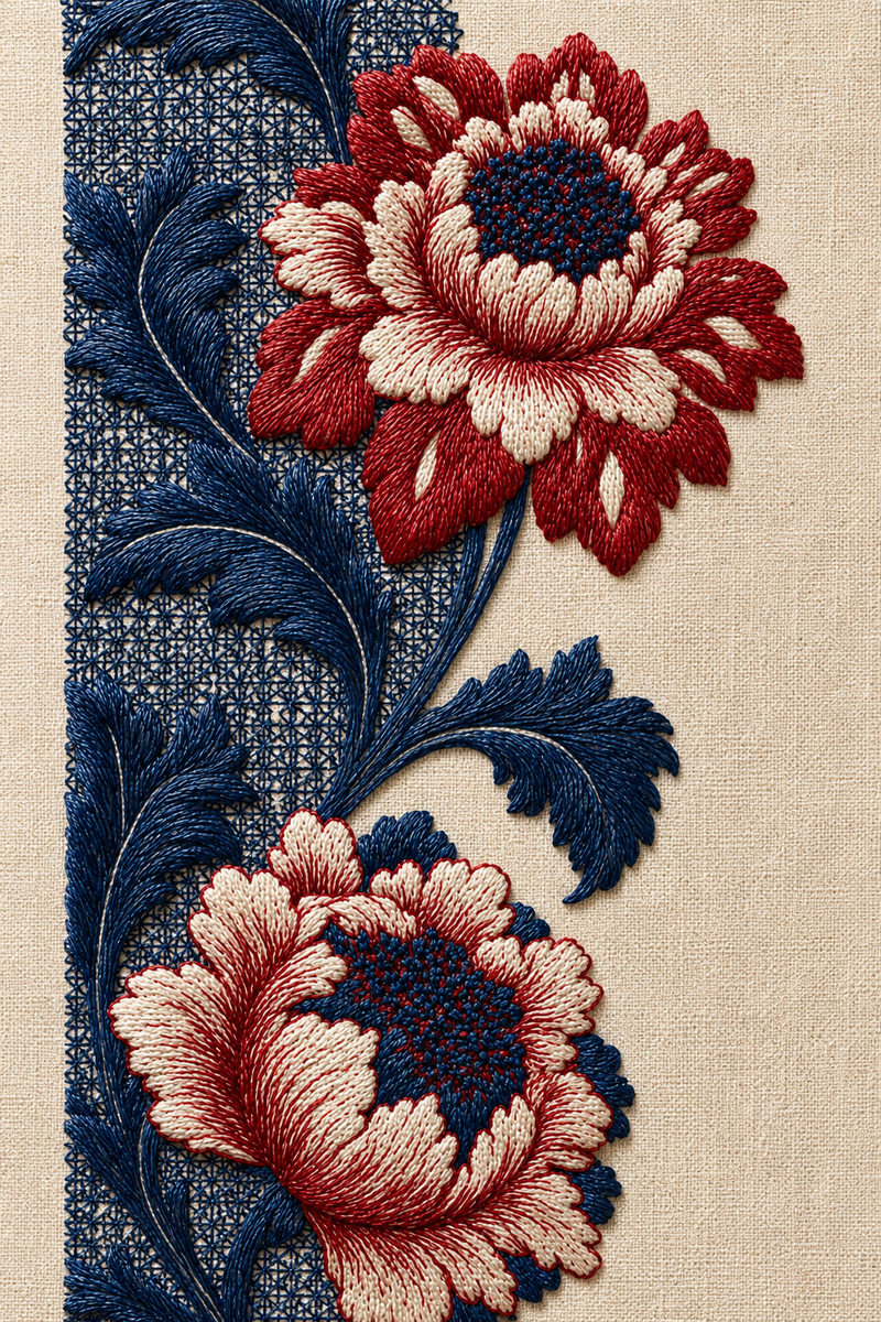 Two Color Colbert Border 02 from Colbert Embroidery Studies Book 4, a digital embroidery design reference for machine embroidery designs, embroidery patterns and border and edge embroidery.