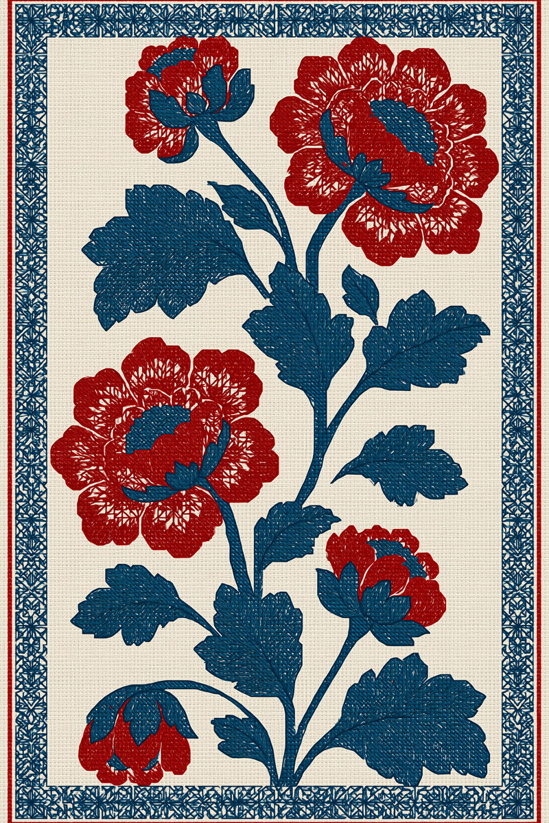 Two Color Colbert Border from Colbert Embroidery Studies Book 1, a digital embroidery design reference for machine embroidery designs, embroidery patterns and border and edge embroidery.