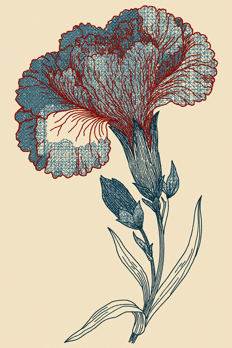 Two Color Colbert Carnation Study from Colbert Embroidery Studies Book 1, a digital embroidery design reference for machine embroidery designs, embroidery patterns and embroidery design reference.