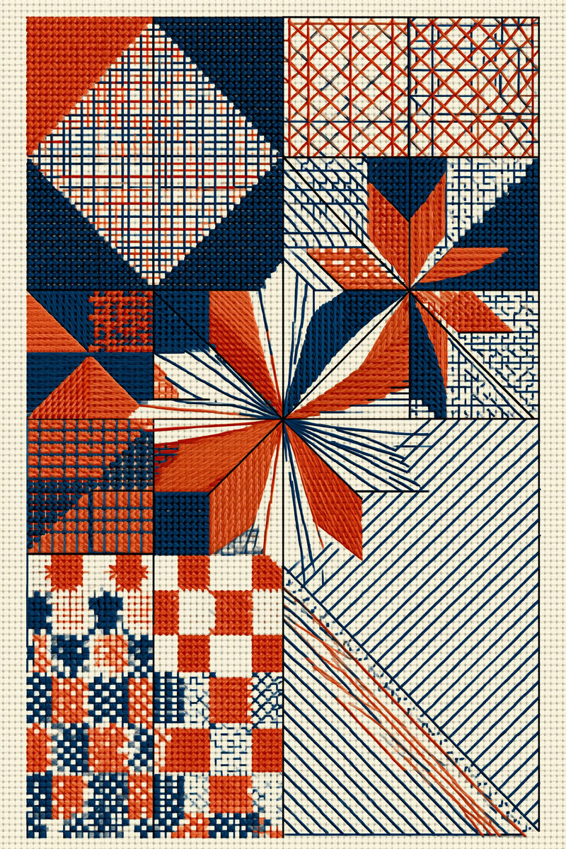 Two Color Geometric Fill Sampler 02 from Colbert Embroidery Studies Book 1, a digital embroidery design reference for machine embroidery designs, embroidery patterns and embroidery design reference.