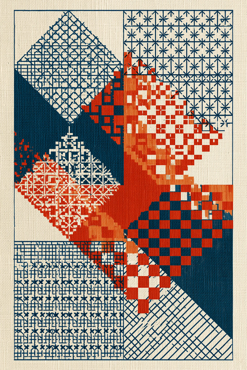 Two Color Geometric Fill Sampler 02 from Colbert Embroidery Studies Book 2, a digital embroidery design reference for machine embroidery designs, embroidery patterns and embroidery design reference.