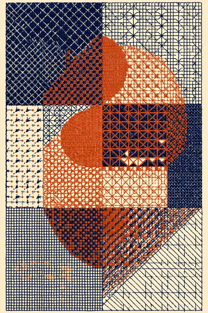 Two Color Geometric Fill Sampler 02 from Colbert Embroidery Studies Book 3, a digital embroidery design reference for machine embroidery designs, embroidery patterns and embroidery design reference.